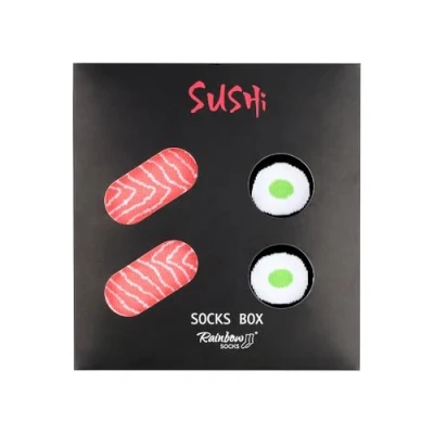 Immagine di Rainbow Socks Mini scatola di Calzini per Sushi divertenti Salmon Cucumber Maki 1 paio, sushi, 41 46