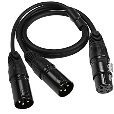 Immagine di MEIRIYFA XLR Splitter Cable 1 Femmina a 2 maschio microfono cavo, 3Pin doppio patch bilanciato Y cavo adattatore audio 0.8M (1 Maschio)