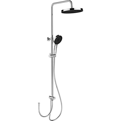 Immagine di WENKO Sistema Doccia Softwater, Asta in Acciaio Inox con soffione a Pioggia, doccetta Mano, Tubo Flessibile e saliscendi, Collegamento Semplice rubinetti, Regolabile (75 120 cm), Cromato