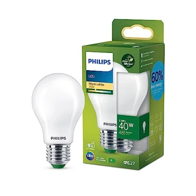 Immagine di Philips LED Lampadina Goccia Vetro Smerigliato Classe A Ultra Efficiente, 40W, E27, Luce Bianca Calda