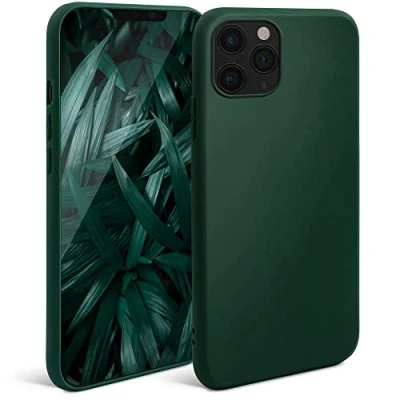 Immagine di Moozy Minimalist Series, Cover in Silicone per iPhone 11 PRO Max, Verde Notte Finitura Opaca, Custodia Sottile e Morbida TPU