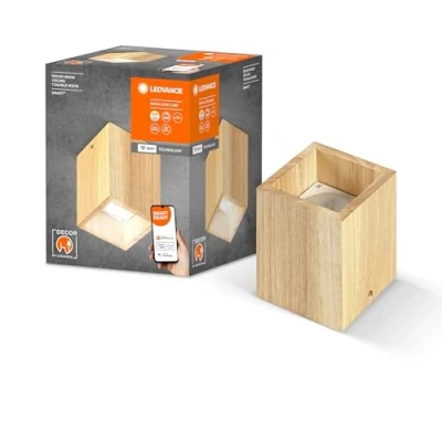 Immagine di LEDVANCE SMART+ DECOR Wood plafoniera WiFi, 8W, 640lm, luce bianca regolabile (da 3000K a 6500K), dimmerabile, legno certificato FSC, controllo da app, compatibile con Amazon, Google, ecc.