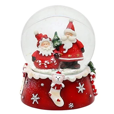 Immagine di Dekohelden24 Palla di vetro con neve, Babbo Natale, duo, rosso e bianco, dimensioni (altezza/ larghezza/ diametro): circa 8,5 x 7 cm/Ø 6,5 cm.