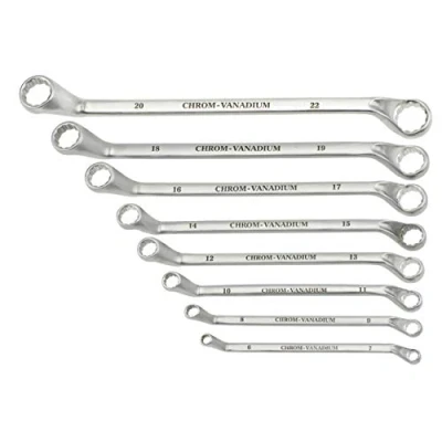 Immagine di KWB 440300 set di tasti a doppio anello, gomito, SW 6 22 mm, da 8 pezzi, finitura satinata, profilo ondulato