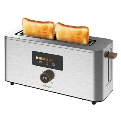 Immagine di Cecotec Tostapane Verticale a Fessura Lunga Touch&amp;Toast Extra. 1000 W, 24 Fette di Pane, Extra Larga 3,5 cm, Schermo Tattile e Manopola Digitale, Finiture in Acciaio Inossidabile