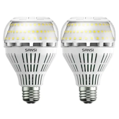 Immagine di SANSI 27W (250W equivalenti) Dimmerabile Lampadina LED a Risparmio Energetico, E27 luminose 4000lm, 5000K Luce Bianco Freddo, Angolo del fascio di 270, Ø7.7 * 12cm, Confezione da 2