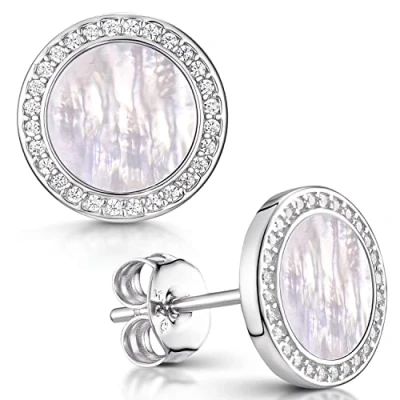 Immagine di MATERIA by Matthias Wagner Orecchini da donna in argento 925, con pietre preziose, zirconi, Argento, Madreperla