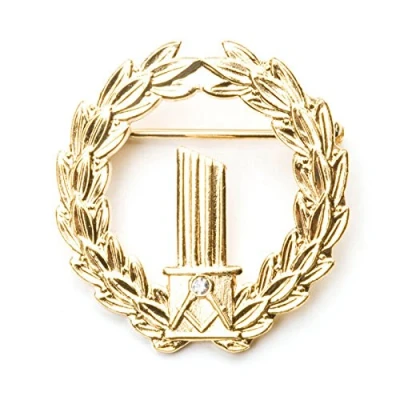 Immagine di The Masonic Collection Distintivo colonna rotta oro Simboli massonici con Pietra Swarovski bianca Viene fornito in sacchetto di velluto Un utile accessorio regalo per uomini massoni,
