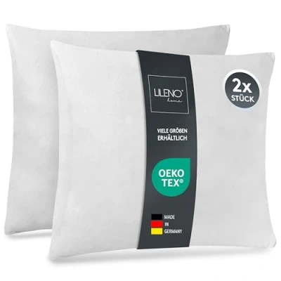 Immagine di LILENO HOME Set di 2 riempimento cuscino 45x45 cm interno lavabile a 40C adatto per allergici in poliestere come divano, la testa
