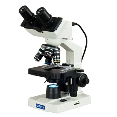 Immagine di OMAX Microscopio composto digitale LED MD82ES10 40X 2000X con fotocamera integrata da 1,3 MP e palco meccanico a doppio strato compatibile Windows Mac