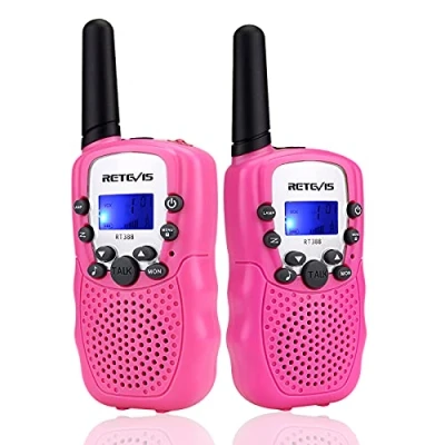Immagine di Retevis RT388 Walkie Talkie Bambini, Giocattolo a Lungo Raggio 8CH RegaliBambini 4 12 Anni, Torcia LCD Retroilluminata Campeggio, Avventure all&#039;Aperto, Giochi per Famiglia (1 Paio, Rosa)
