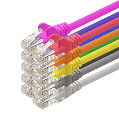 Immagine di 2m 10 couleurs pièces CAT5 Câble Ethernet Set Réseau RJ45 de Patch LAN CAT 5e 100 MHz compatible avec 6 / 6a 7 pour le switch, routeur, modem, Patchpannel, point d&#039;accès, panneaux brassage