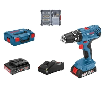 Immagine di Bosch Professional Sistema 18V Trapano Avvitatore Con Percussione GSB 21, Incl. Batteria 2x2.0 Ah, Set Di Accessori Da 40 Pz., In L BOXX 136, Amazon Exclusive
