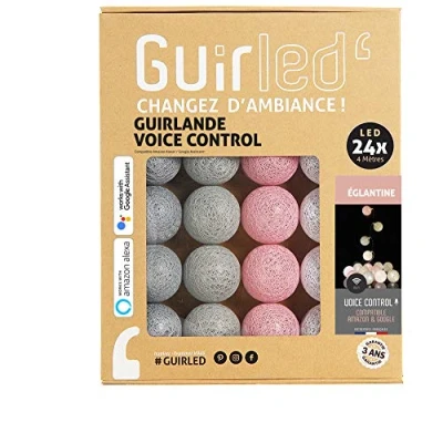 Immagine di GuirLED Ghirlanda luminosa con Sfere in cotone LED USB, controllo vocale Amazon Alexa &amp; Google Assistant Programmabile all&#039;infinito Adattatore CA 2xUSB incluso 24 da 2,4m Eglantine