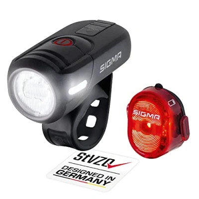 Immagine di Sigma Kit illuminazione bicicletta AURA 45 / Nugget Set LED (monocolore) a batteria ricaricabile Nero