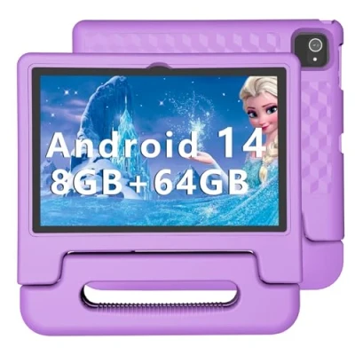 Immagine di Tablet per Bambini 10 Pollici Android 14, Octa Core 8GB RAM 64GB ROM, Espandibile fino a 1TB, 6000mAh, Controllo Parentale, Educativo con Custodia, Bluetooth WiFi, Doppia Fotocamera, GPS