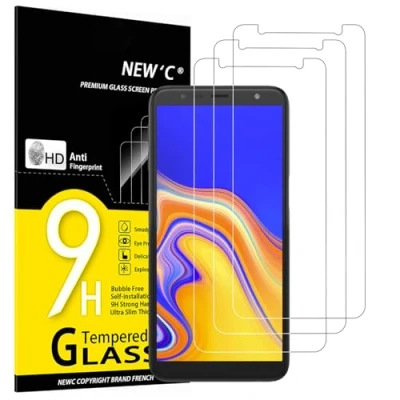 Immagine di NEW&#039;C 3 Pezzi, Vetro Temperato per Samsung Galaxy J6 Plus (2018), Pellicola Prottetiva Anti Graffio, Impronte, Senza Bolle, Durezza 9H, 0,33mm Ultra Trasparente, Resistente