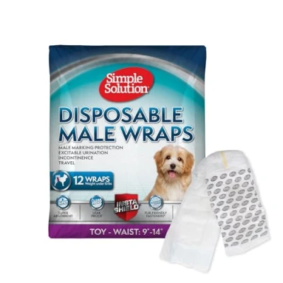 Immagine di Simple Solution Pannolini a Fascia Monuso per Cani Maschio con Idicatore di Bagnato, Taglia Toy, XS, 12 unità