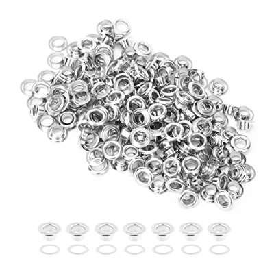 Immagine di Kit passacavi 100 Pezzi Grommet Occhielli di Metallo Strumento Set per Scarpe, Vestiti, Borsa, Artigianato, Progetto Fai da Te(Argento)