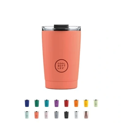 Immagine di Cool Bottles Tumbler Bicchiere Termico in Acciaio Inossidabile 330 ml Pastel Coral Tazza da Caffè Coperchio Ermetico Bevande Fredde 10 ore e Calde 5 Finitura Antimacchia