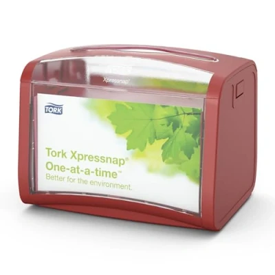 Immagine di Tork 272612 Dispenser da tavolo Xpressnap per tovaglioli intercalati, sistema N4, 16,9 cm x 20 14,1 (altez. largh. profon.), rosso