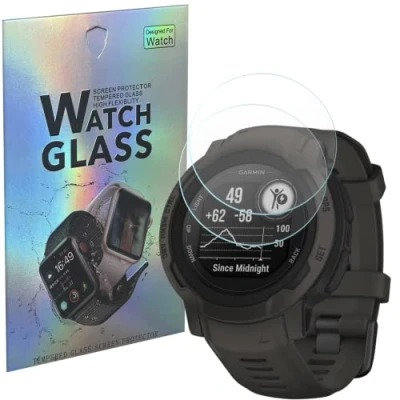 Immagine di PHONILLICO Vetro temperato compatibile per Garmin Instinct 2 [Set di 2] Pellicola proteggi schermo orologio anti graffio