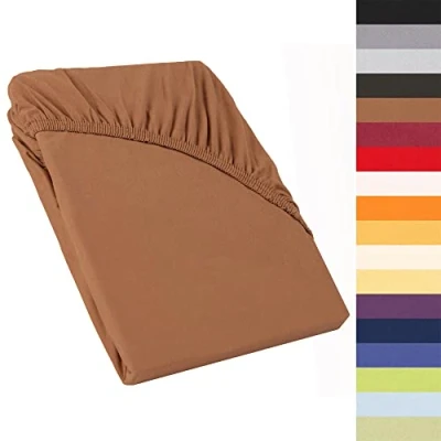 Immagine di CelinaTex Perla Spannbettlaken Lenzuola ad Angoli Elastici, Cotone, Marrone ciocciolato, Topper 90x200 100x200 cm