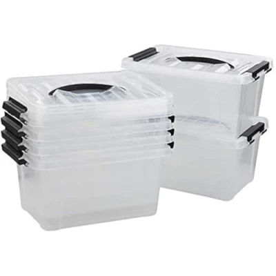 Immagine di Jandson 6 L Scatola Portaoggetti con Coperchio, Plastica Trasparente Manico, Confezioni