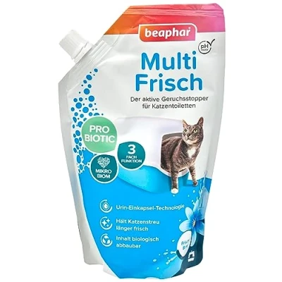 Immagine di beaphar, neutralizzatore di odori Gatti “Multi Fresh, per Una ventata d’Aria Fresca, prolunga la Durata della lettiera Gatti, Profumo Aria 400 g