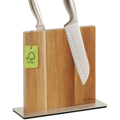 Immagine di Ceppo Coltelli da Cucina Magnetico Portacoltelli in Legno di Acacia FSC® Extra Forte Su Entrambi i Lati Antiscivolo e Salvaspazio