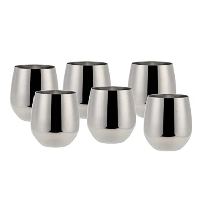 Immagine di ECHTWERK Set di 6 bicchieri da vino e acqua in acciaio inox, edizione argento, 500 ml, 10 x 9,5 cm, cm