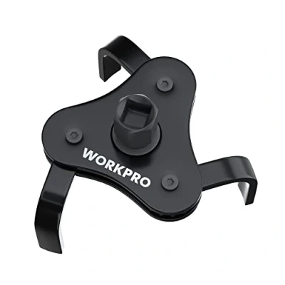 Immagine di WORKPRO Chiave per Filtro Olio 70 110mm, Regolabile a 3 Denti Filtri dell&#039;olio, con Adattatore Bussola da 1/2&quot;, Adatta Cricchetto Attacco Quadro 1/2&quot; e 3/8&quot; o 7/8&quot;