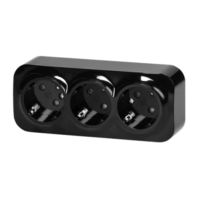 Immagine di Miratic Presa a Muro 3 x 2 Poli + Terra Schuko Multipla Colore Nero IP20 (3 prese)