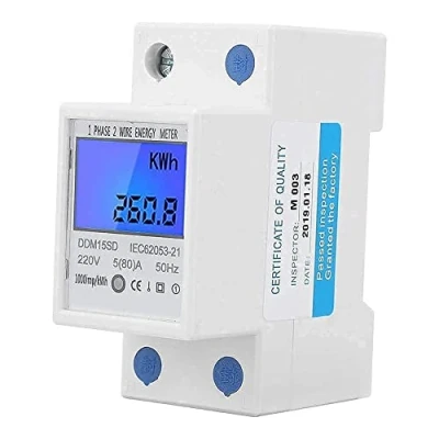 Immagine di DDM15SD 5 80A Contatore di Energia DIN Rail Relais Digitale LCD Retroilluminato Monofase per KWh