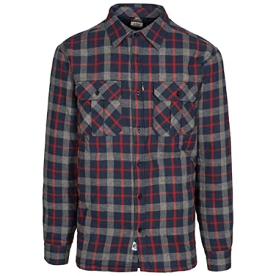 Immagine di Trespass Colza, Camicia a Maniche Lunghe con Tasche sul Petto Uomo, Navy Check, XXS