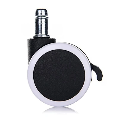 Immagine di LIHAO 5 ruote universali e resistenti all&#039;abrasione con freno di sicurezza per pavimenti duri (bianco nero, 11/50 mm)