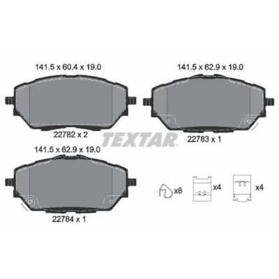 Immagine di TEXTAR 2278201 Kit pastiglie freno con segnalatore acustico usura accessori TOYOTA: C HR, Corolla XII Station Wagon, Hatchback