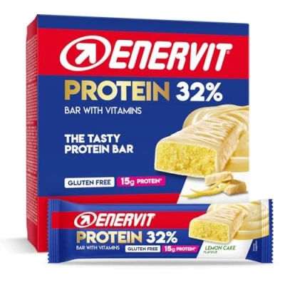 Immagine di Enervit, 12 Barrette Proteiche 27% Gusto Lemon Cake, da 45g, Grammi di Proteine, con Vitamina D e B6, Senza Glutine