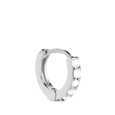 Immagine di SINGULARU Orecchino Singolo Cerchio Cleo M. Argento Sterling 925 con Finitura in Rodio e Zirconi. Chiusura Congo. Gioielli per Donna