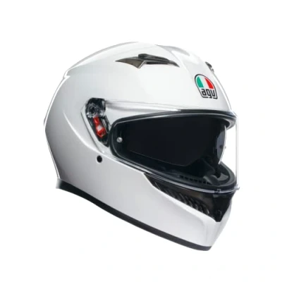 Immagine di AGV Casco K3 E2206 MPLK, Moto da Uomo, Integrale ECE con Assorbimento del Sudore, Spoiler, Prese d&#039;Aria e Visiera Antigraffio Anti UV, Predisposizione Interfono, Bianco