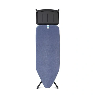 Immagine di Brabantia Asse da Stiro C per Caldaia a Vapore Modello XL Stirare Supporto in Metallo Regolabile Altezza Robusto Quattro Gambe Pieghevole Denim Blue 124x45 cm