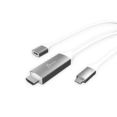 Immagine di j5create Cavo adattatore da USB Tipo C a HDMI 4K@60Hz (1,8 m) con PD 100W, compatibile Thunderbolt 3/4, MacBook Pro/Air, iPad ChromeBook (JCC155G)