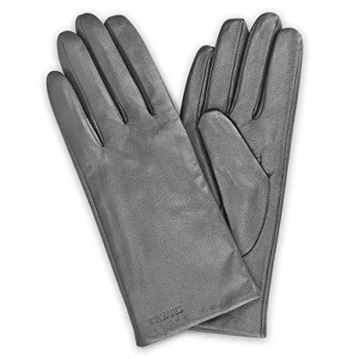 Immagine di Navaris Guanti Capacitivi Touch screen in Pelle da Donna con Imbottitura Cashmere Nappa Display Smart phone tablet Grigio M