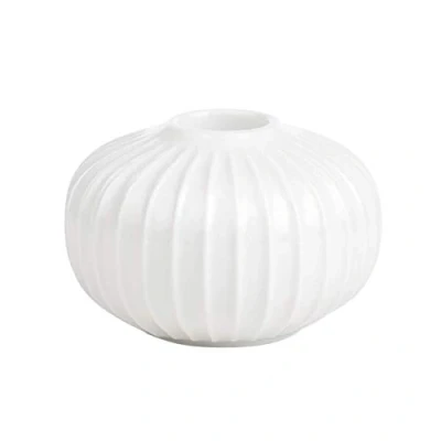 Immagine di Kähler Candeliere rotondo Ø8 cm Hammershøi Design danese fatto a mano, bianco, largo