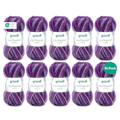 Immagine di Gründl Lisa Premium Color Maglia a Mano, Acrilico, Mora Fucsia Viola, 10 x 50 g, 1330 unità