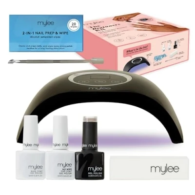 Immagine di Mylee Beginners Kit Set Professionale per Smalto Gel Semipermanente, Uso e Domestico, Manicure Pedicure, Include Lampada LED Unghie, Gel, Base Coat, Top Coat Accessori