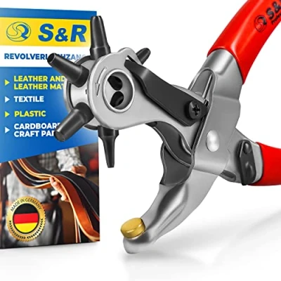 Immagine di S&amp;R Pinza Fustellatrice Buca Cinture Perforatrice Cuoio Fustelle tonde 2/2.5/3/3.5/4/5 mm. Made in Germany