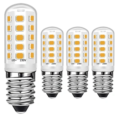 Immagine di E14 Lampadine LED a Candela 3W Equivalenti 40W Alogene, Bianco Caldo 3000K,E14 Piccole Vite Edison per Cappa Aspirante Congelatore, No Flicker, Dimmerabile, AC 220 240V, Confezione da 4