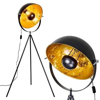 Immagine di lampada da terra Saturn, vintage con paralume in oro/nero metallo, Ø 43 cm, regolabile dal design retrò, senza lampadina/e