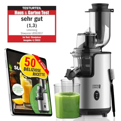 Immagine di LEBENLANG Estrattore lento Acciaio Inossidabile &amp; Senza BPA I Frutta e Verdura Succo Centrifuga a Freddo